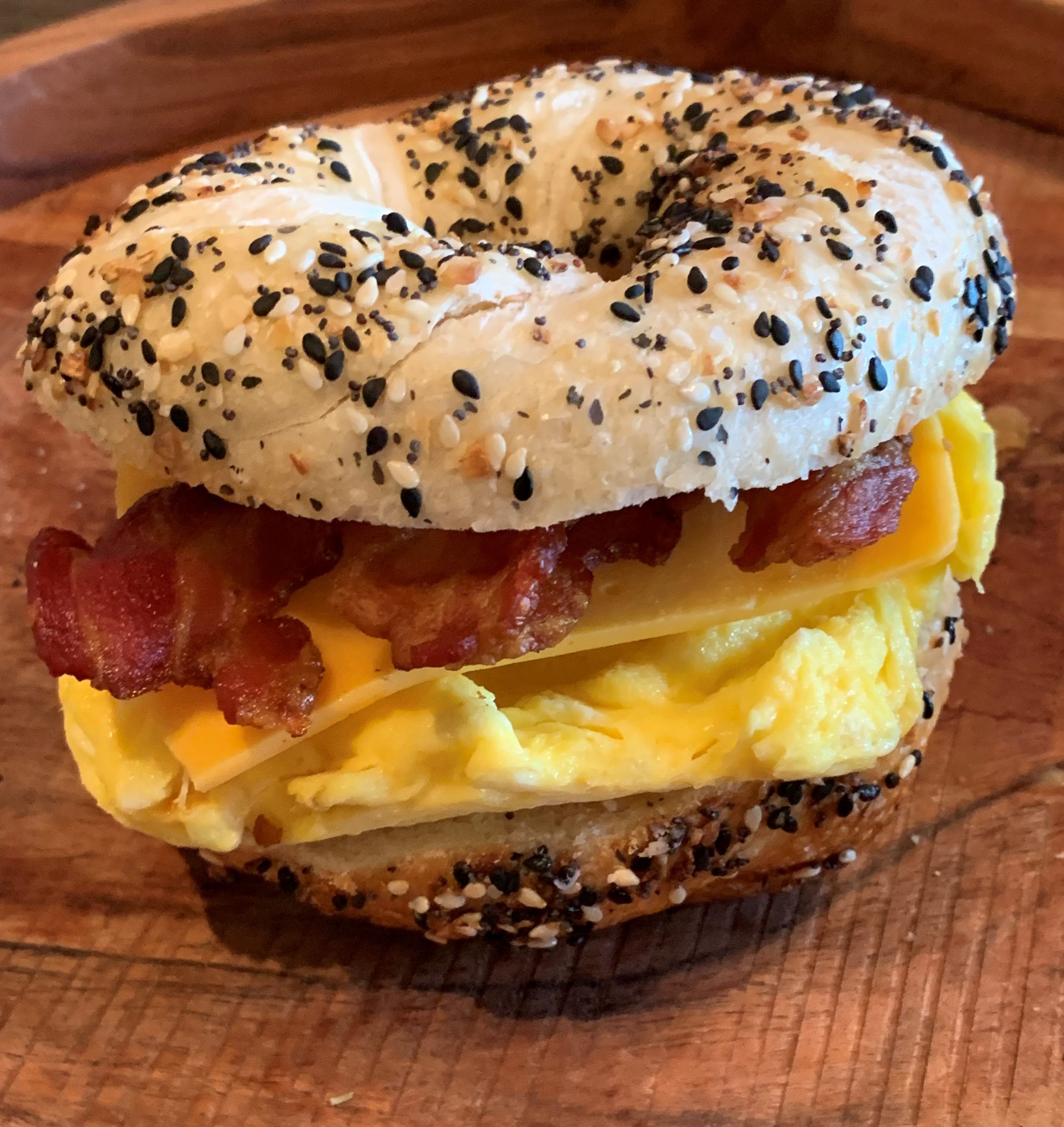 Bacon, Egg and Cheese Bagel Sandwich