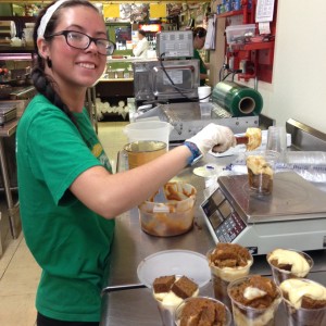 Lexi Making Gingerbread Parfaits