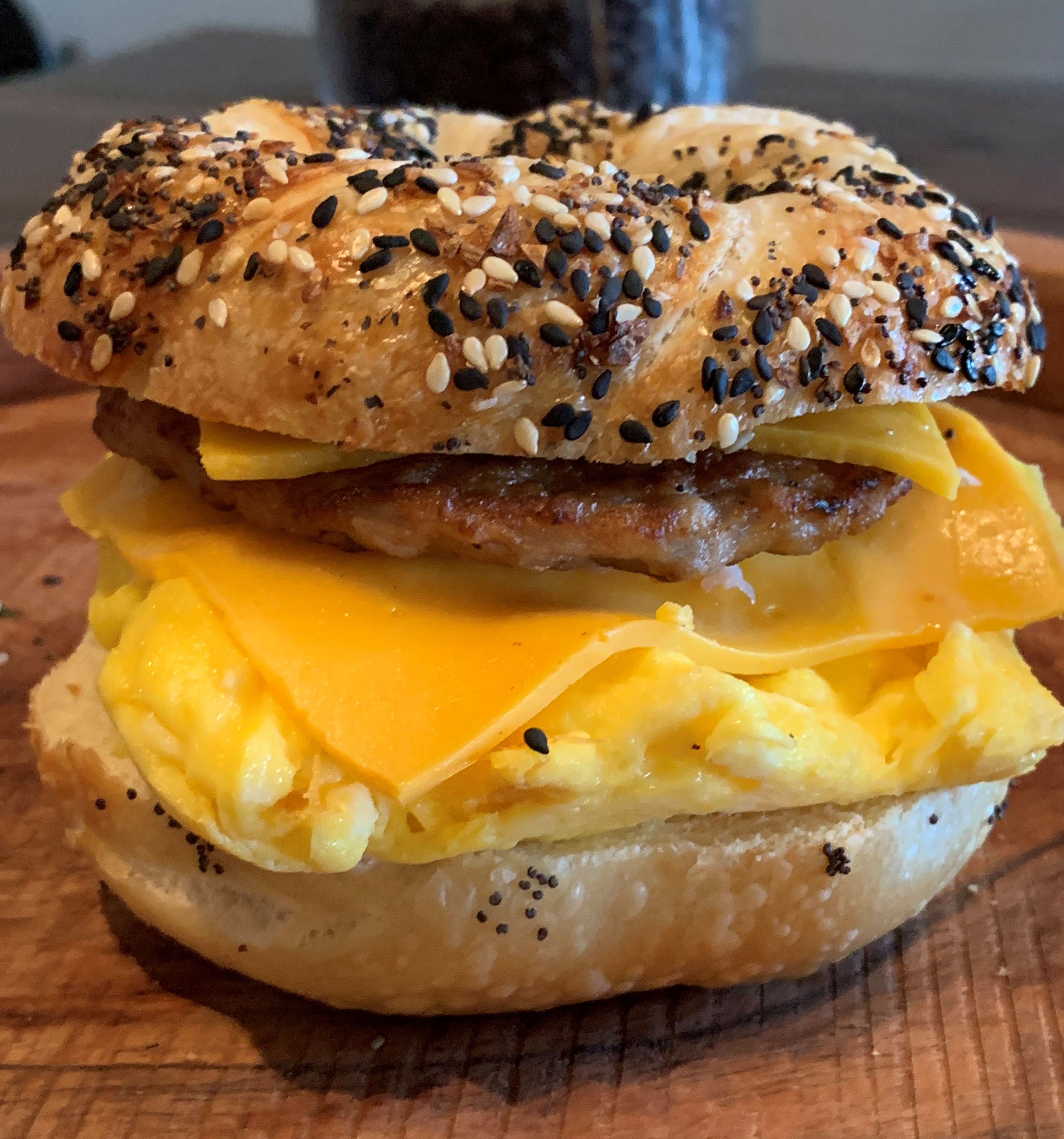 Sausage Egg and Cheese Bagel - Lehmans Deli