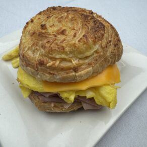 Asiago Cheese Swirl Croissant Ham Egg & Cheese Breakfast Sandwich